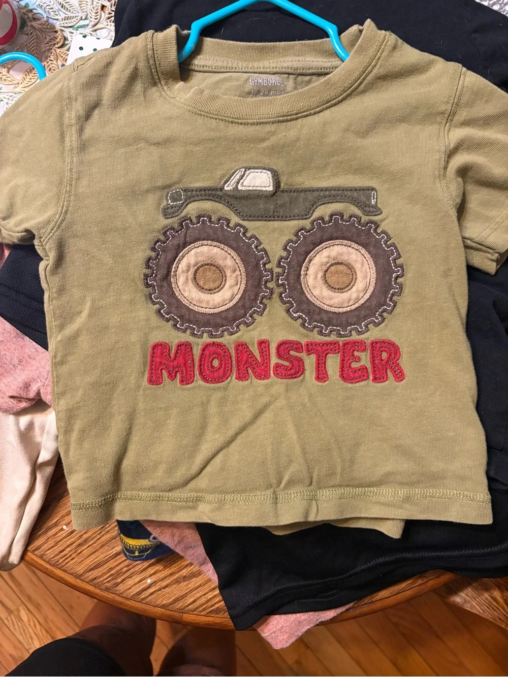 Gymboree Olive Green Monster Truck Tee with Red Applique